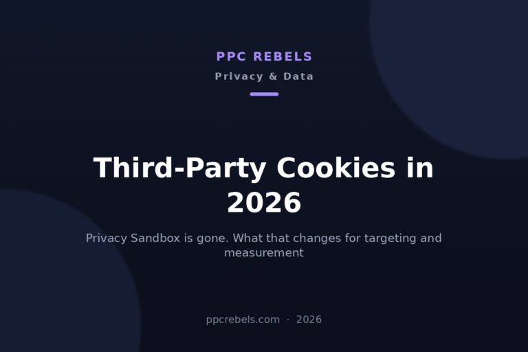 PPC Rebels cover image for the 2026 analysis of third-party cookies and the Privacy Sandbox shutdown