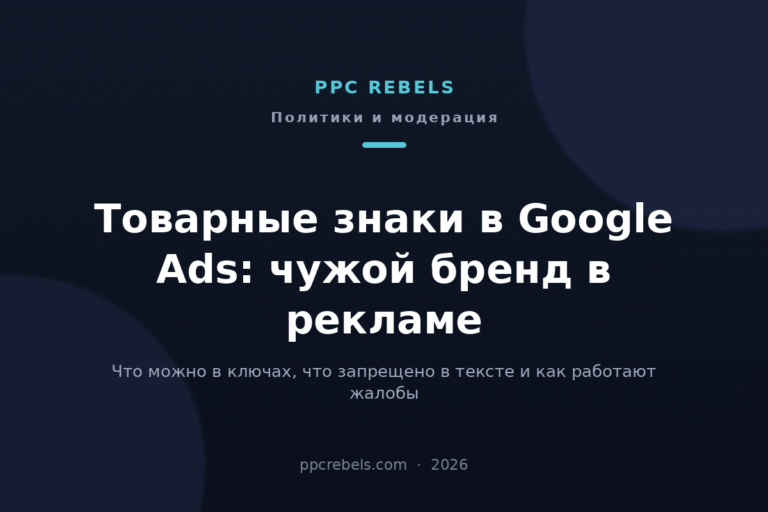 Товарные знаки в Google Ads 2026: обложка статьи блога PPC Rebels о рекламе по бренду конкурента