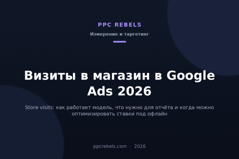 Обложка статьи PPC Rebels об измерении визитов в магазин (store visits) в Google Ads 2026