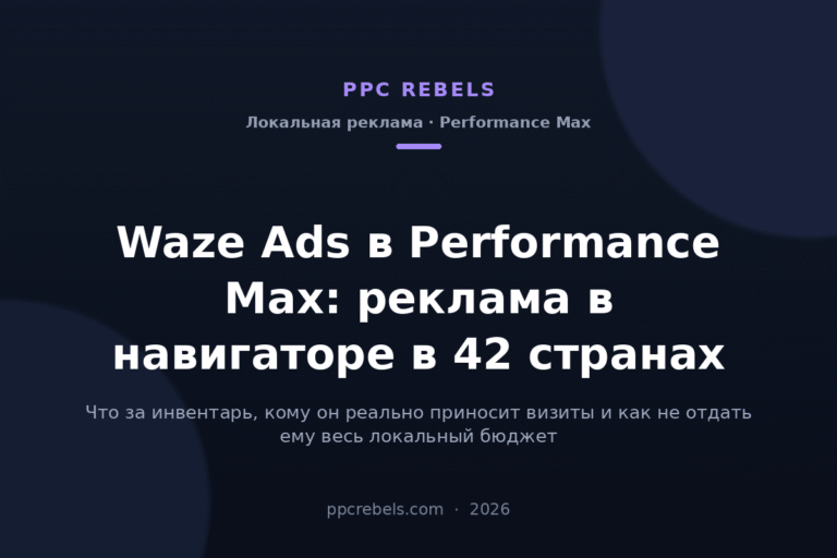 Waze Ads в Performance Max 2026: реклама в навигаторе в 42 странах — обложка статьи блога PPC Rebels