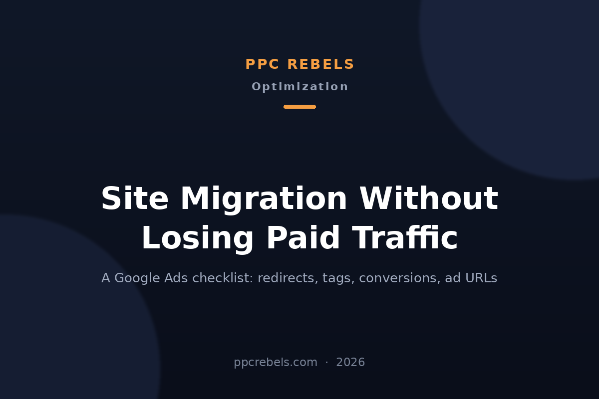 PPC Rebels cover image for the 2026 Google Ads site migration checklist