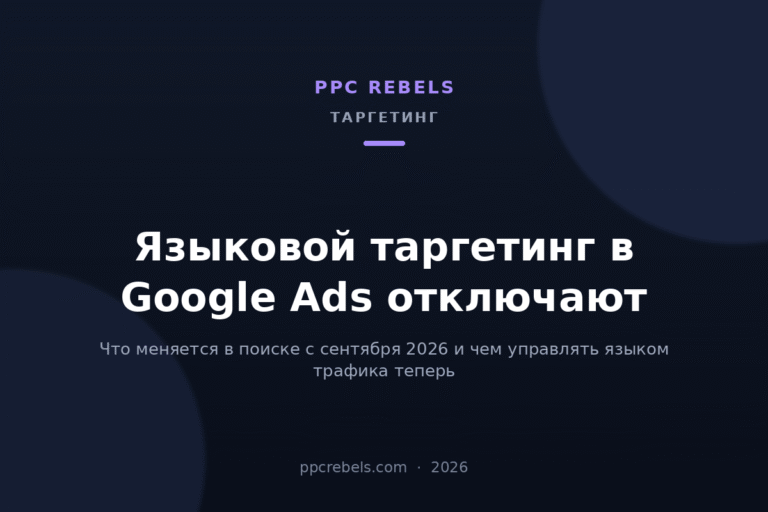 Языковой таргетинг Google Ads 2026 — обложка статьи блога PPC Rebels