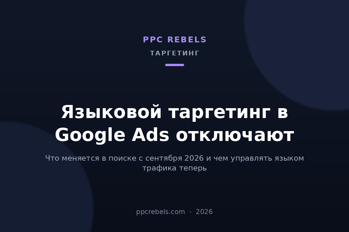 Языковой таргетинг Google Ads 2026 — обложка статьи блога PPC Rebels