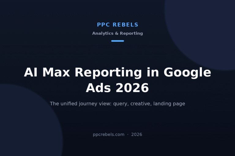 PPC Rebels article cover: AI Max reporting in Google Ads 2026 and the unified journey view