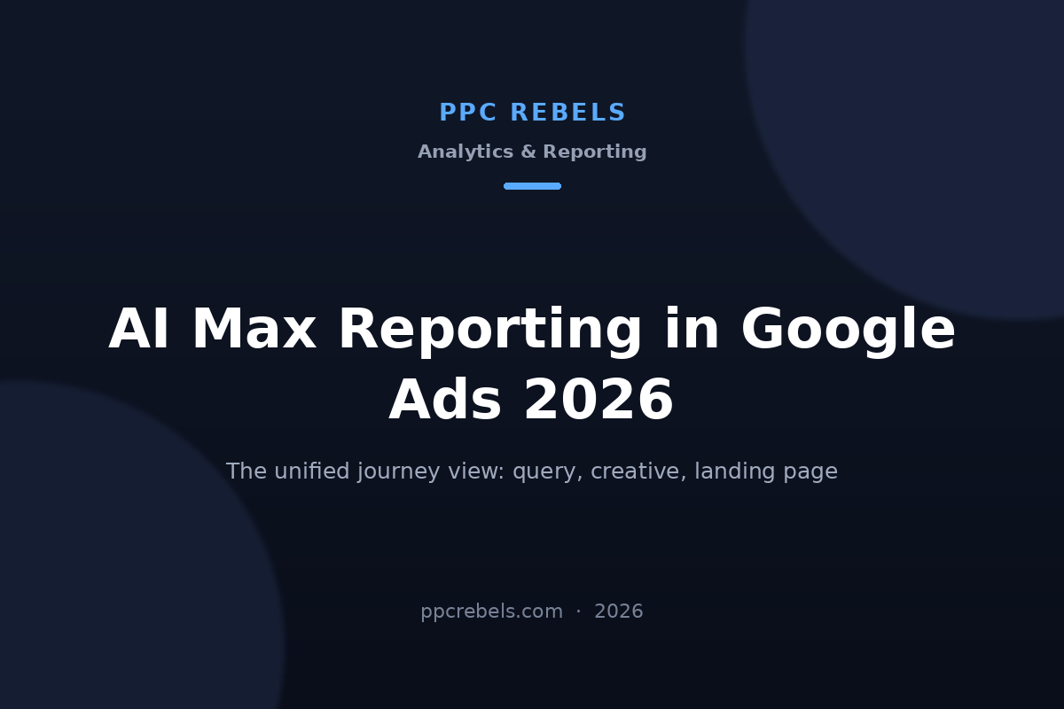 PPC Rebels article cover: AI Max reporting in Google Ads 2026 and the unified journey view
