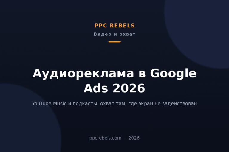 Обложка статьи PPC Rebels про аудиорекламу в Google Ads 2026 и YouTube Music