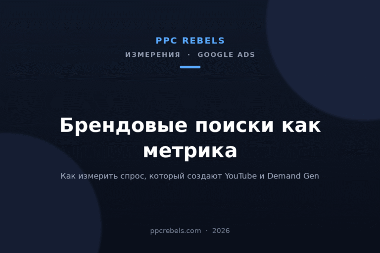 Обложка статьи PPC Rebels: брендовые поиски как метрика для YouTube и Demand Gen, 2026