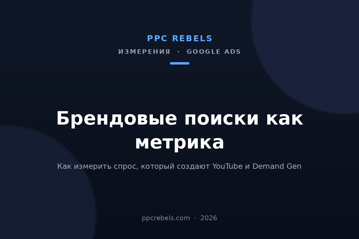 Обложка статьи PPC Rebels: брендовые поиски как метрика для YouTube и Demand Gen, 2026