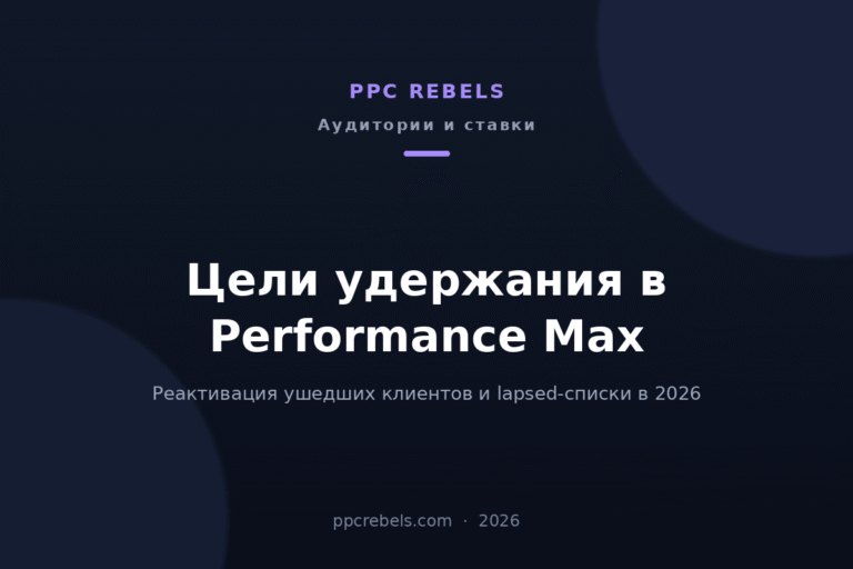 Обложка статьи PPC Rebels: цели удержания в Performance Max 2026 — реактивация ушедших клиентов и lapsed-списки