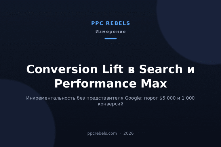 Conversion Lift в Google Ads 2026 для Search и Performance Max — разбор PPC Rebels