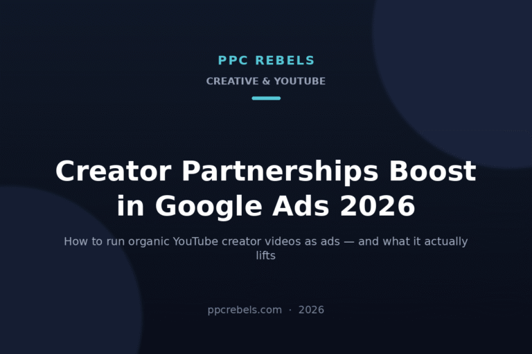 PPC Rebels cover: Creator Partnerships Boost — running organic YouTube creator videos as ads in Google Ads in 2026