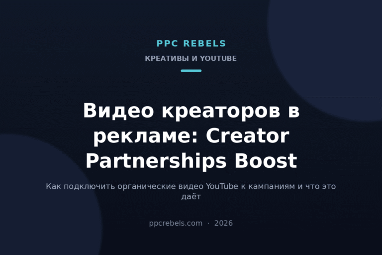 Обложка статьи PPC Rebels: Creator Partnerships Boost — как использовать органические видео креаторов YouTube в кампаниях Google Ads в 2026 году