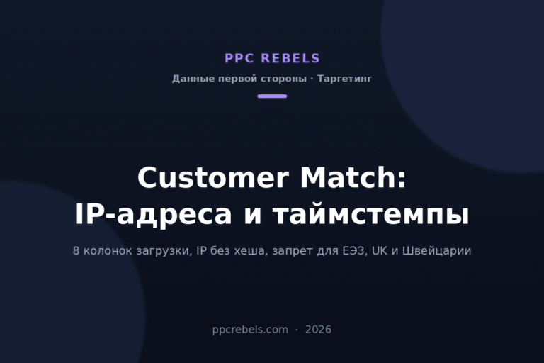 Обложка статьи PPC Rebels про IP-адреса и таймстемпы в загрузке Customer Match в 2026 году