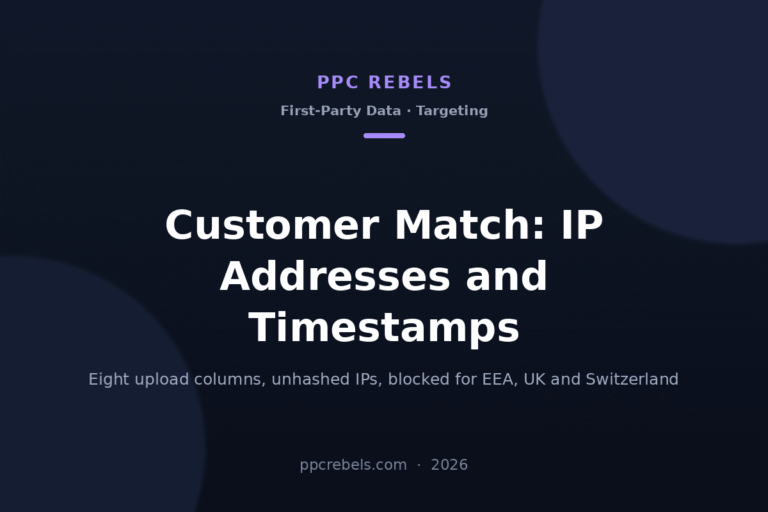 PPC Rebels article cover about Customer Match IP addresses and interaction timestamps in 2026
