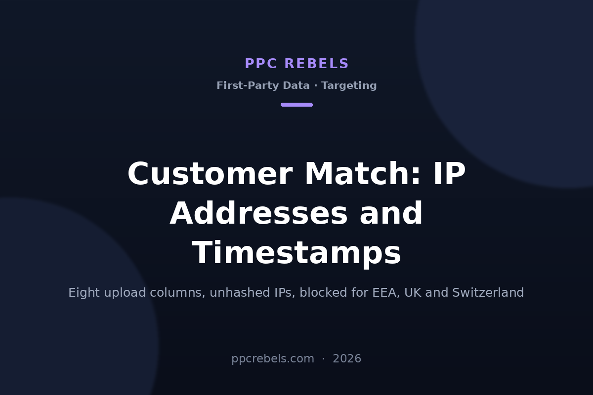 PPC Rebels article cover about Customer Match IP addresses and interaction timestamps in 2026