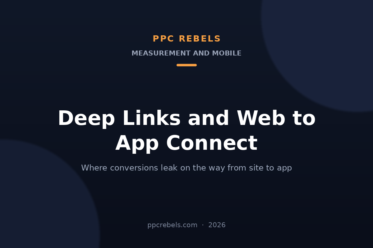 PPC Rebels article cover: deep links and Web to App Connect in Google Ads 2026