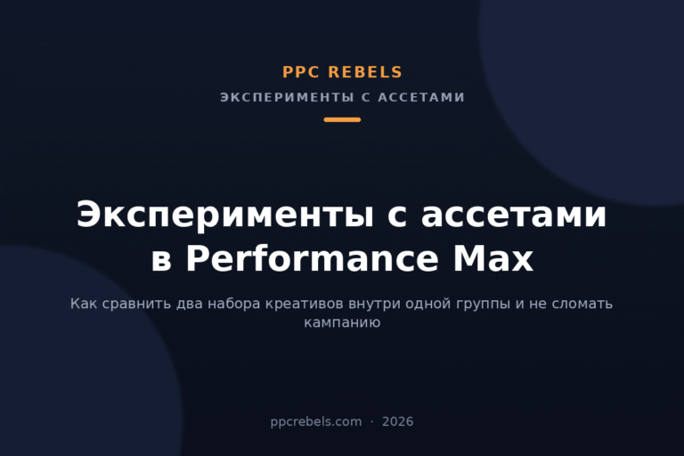 Эксперименты с ассетами в Performance Max 2026: A/B-тест креативов — материал блога PPC Rebels