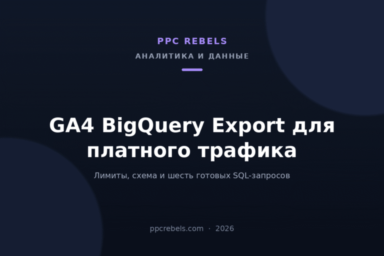Обложка статьи PPC Rebels про GA4 BigQuery Export для платного трафика в 2026 году