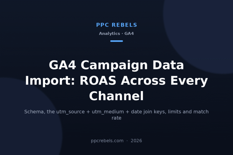 PPC Rebels article cover about GA4 campaign data import and non-Google ad spend in 2026