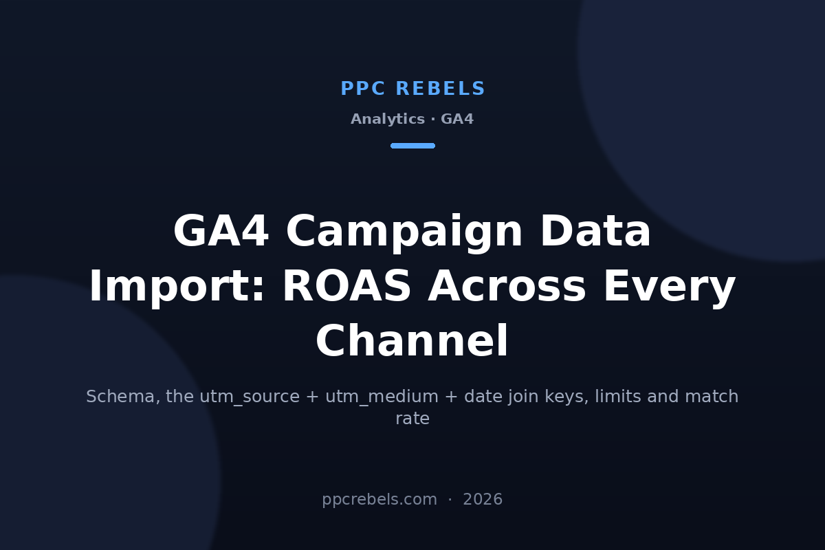 PPC Rebels article cover about GA4 campaign data import and non-Google ad spend in 2026