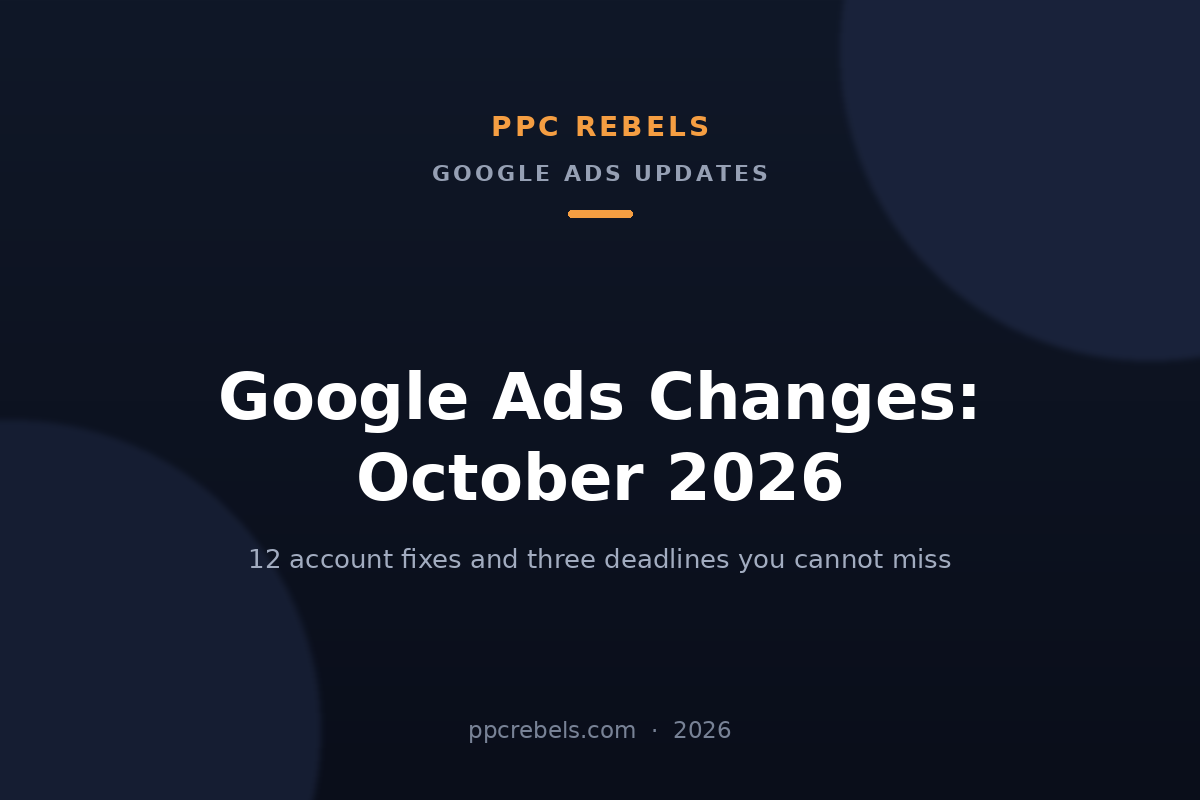 PPC Rebels cover image for the October 2026 Google Ads changes round-up