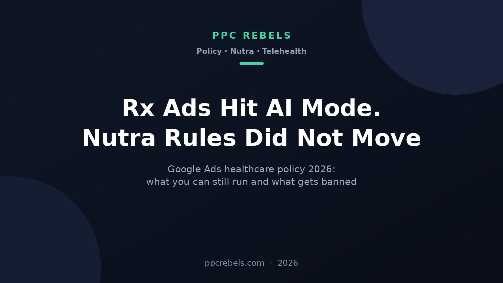 Google Ads healthcare policy 2026: prescription drug ads in AI Mode and what nutra can still run - PPC Rebels cover