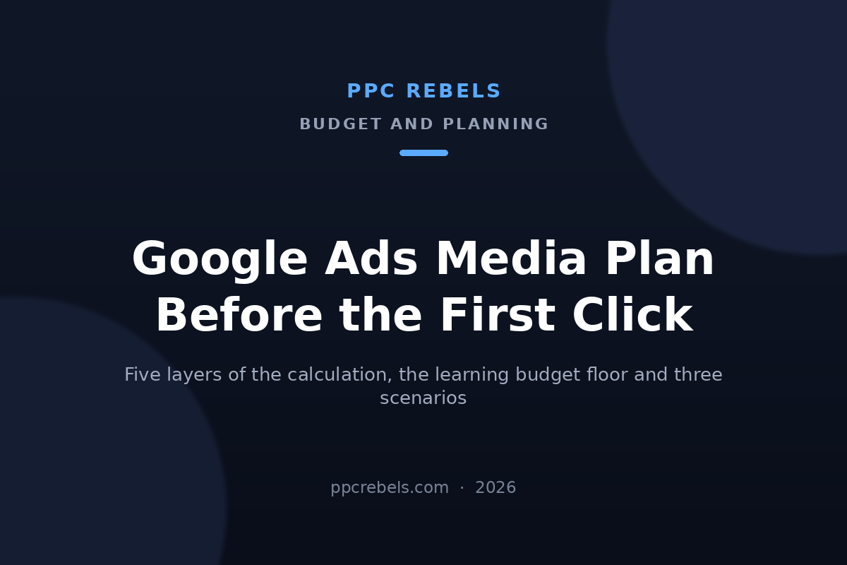 PPC Rebels article cover on building a Google Ads media plan and budget forecast before launch in 2026