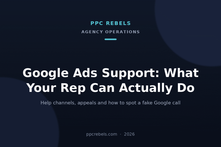 PPC Rebels cover image for the 2026 guide to Google Ads support and account reps