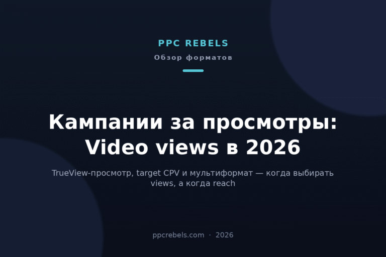 Обложка статьи PPC Rebels про кампании за просмотры Video views в Google Ads 2026