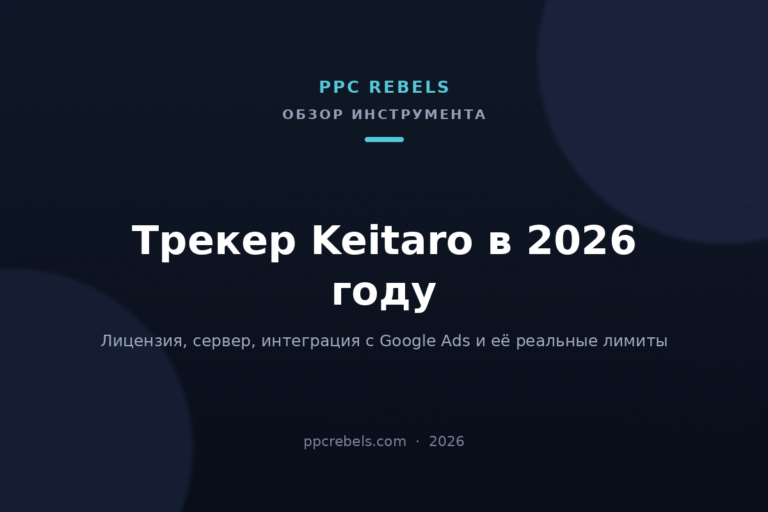Обложка статьи о трекере Keitaro и его интеграции с Google Ads — PPC Rebels, 2026