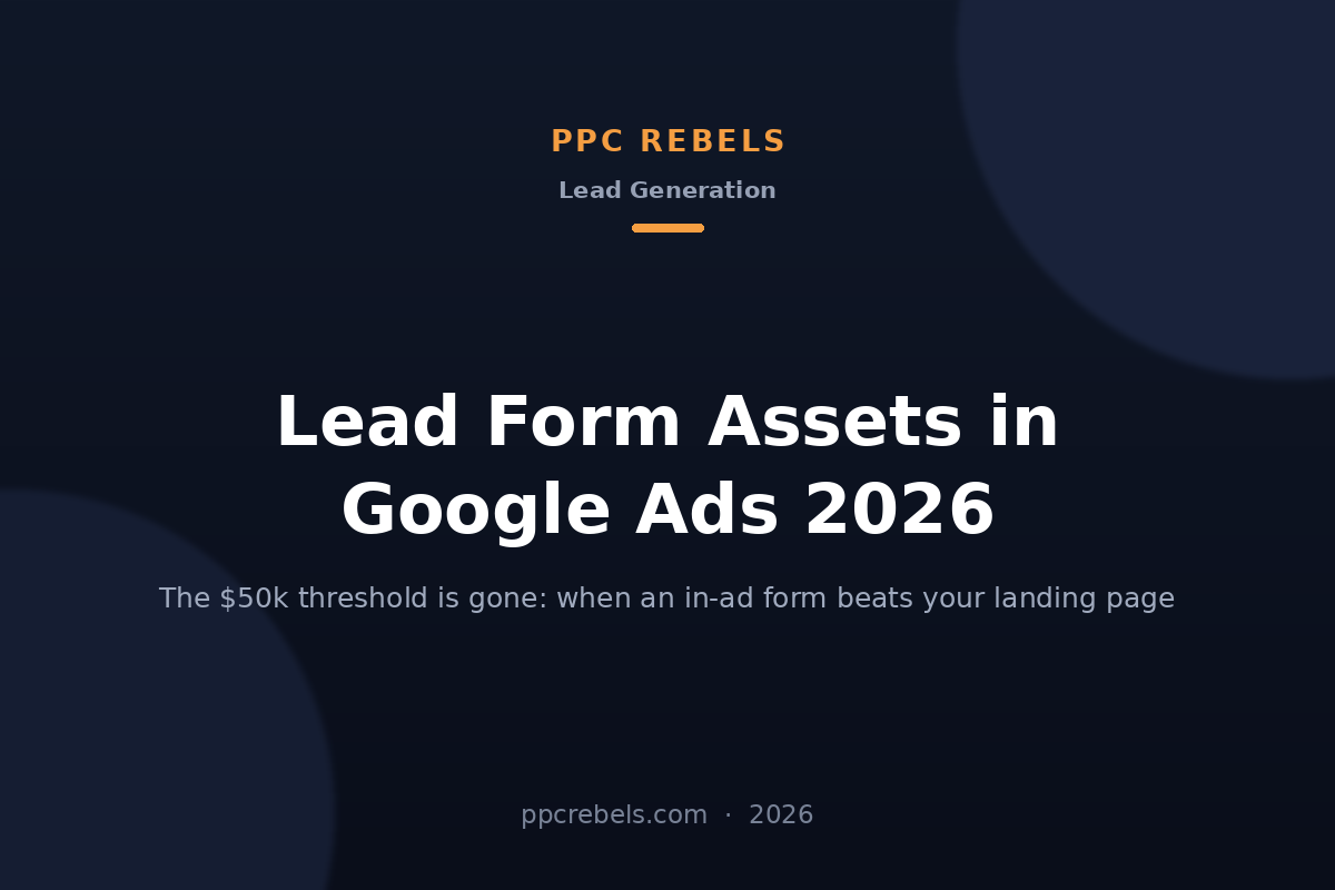 Lead form assets in Google Ads 2026: cover image of the PPC Rebels blog article