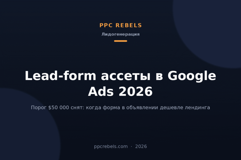 Lead-form ассеты в Google Ads 2026: обложка статьи блога PPC Rebels