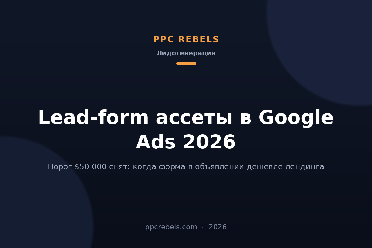 Lead-form ассеты в Google Ads 2026: обложка статьи блога PPC Rebels