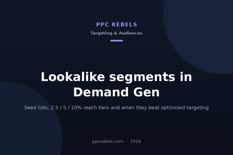 PPC Rebels article cover on Lookalike segments in Demand Gen 2026: seed lists and reach tiers