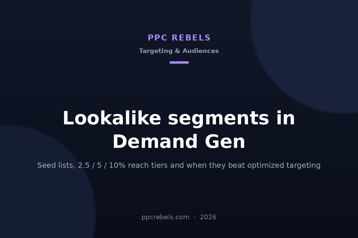 PPC Rebels article cover on Lookalike segments in Demand Gen 2026: seed lists and reach tiers
