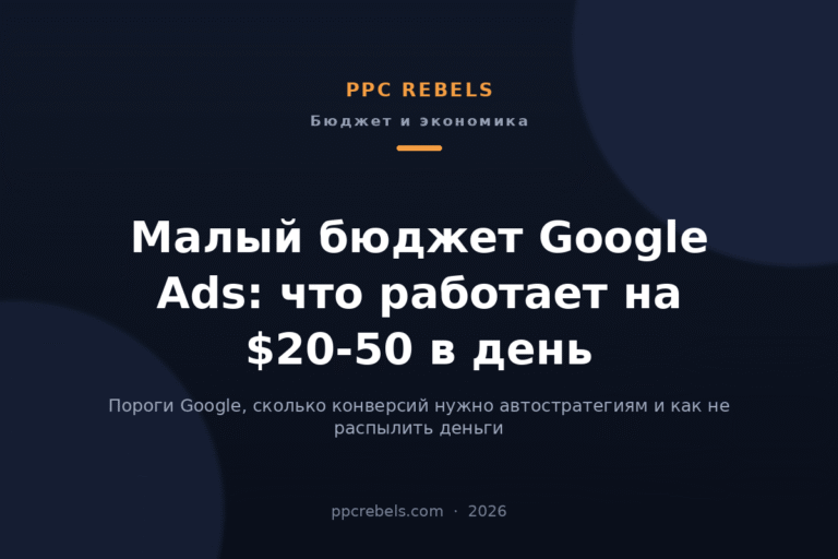 Обложка статьи PPC Rebels о работе с малым бюджетом в Google Ads в 2026 году