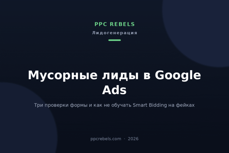 Мусорные лиды Google Ads 2026: три проверки формы — разбор PPC Rebels