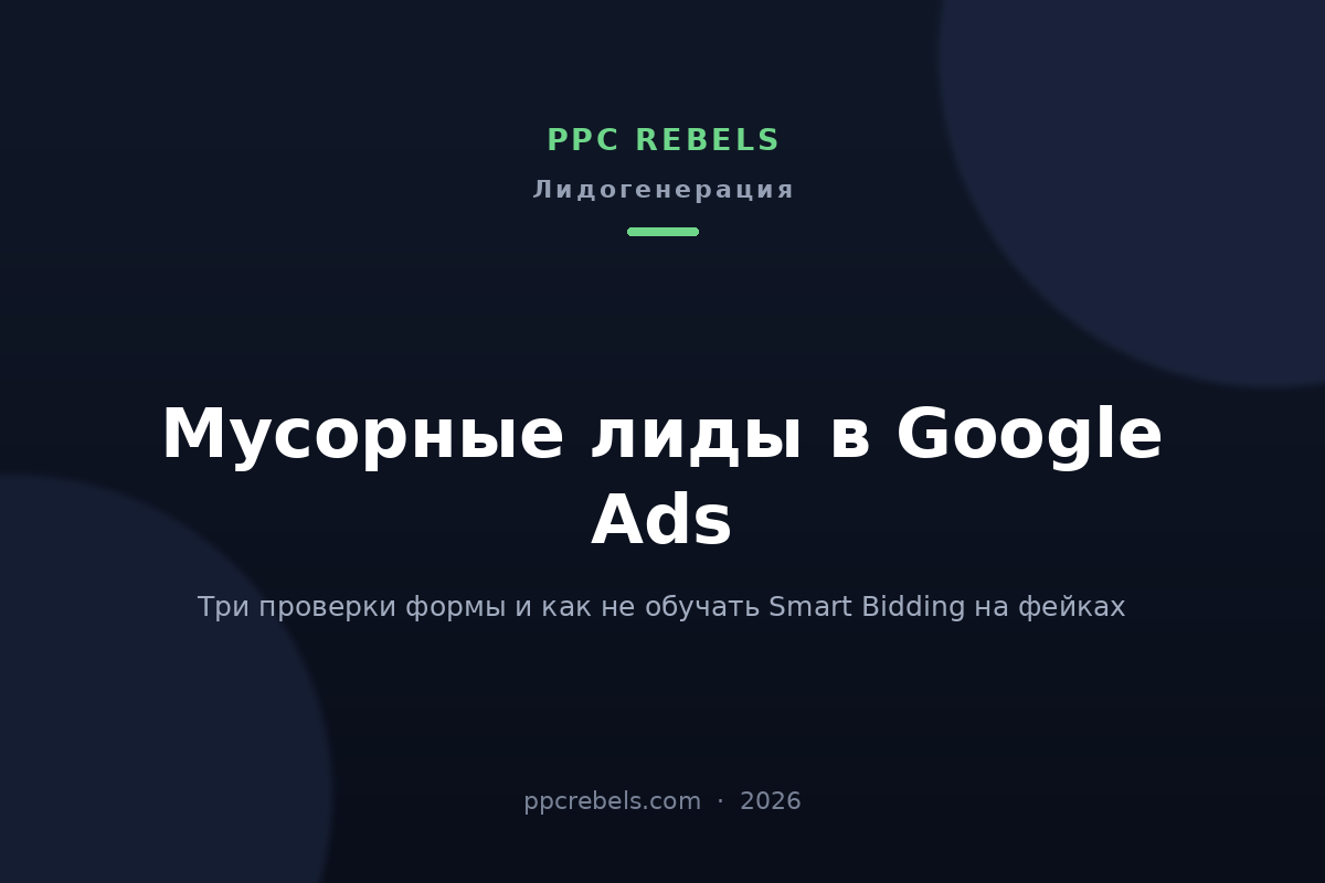 Мусорные лиды Google Ads 2026: три проверки формы — разбор PPC Rebels