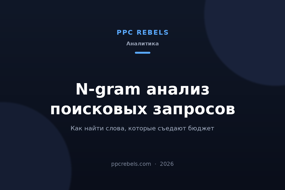 Обложка PPC Rebels 2026: n-gram анализ поисковых запросов в Google Ads — как найти слова, съедающие бюджет