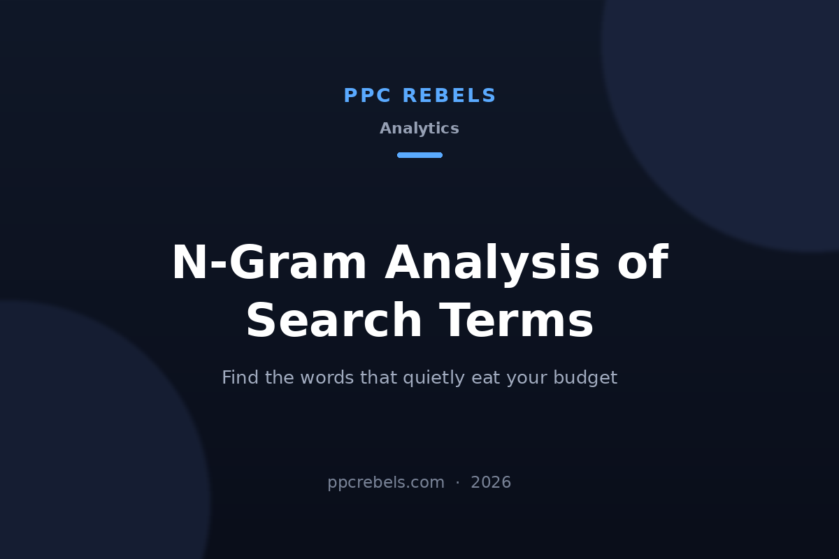 PPC Rebels 2026 cover: n-gram analysis of Google Ads search terms to find the words eating your budget