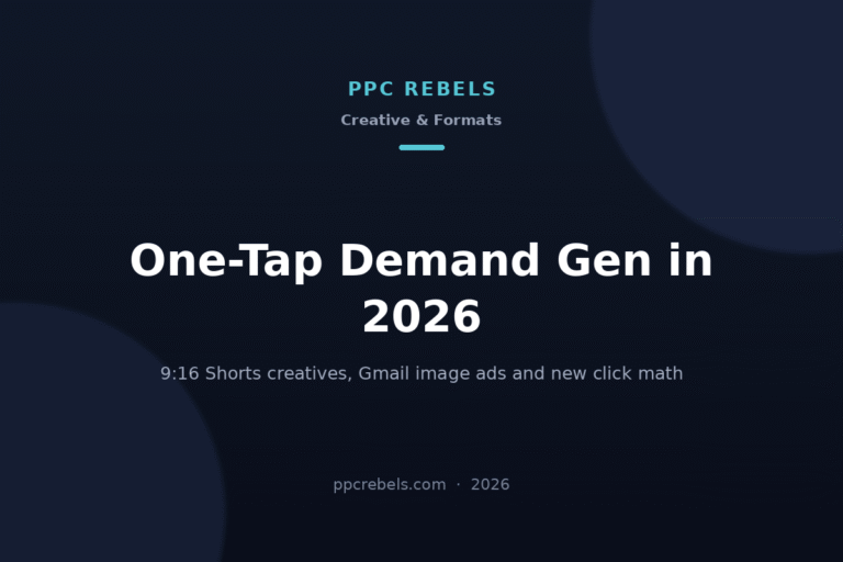 PPC Rebels article cover: one-tap Demand Gen 2026, 9:16 Shorts creatives and Gmail image ads