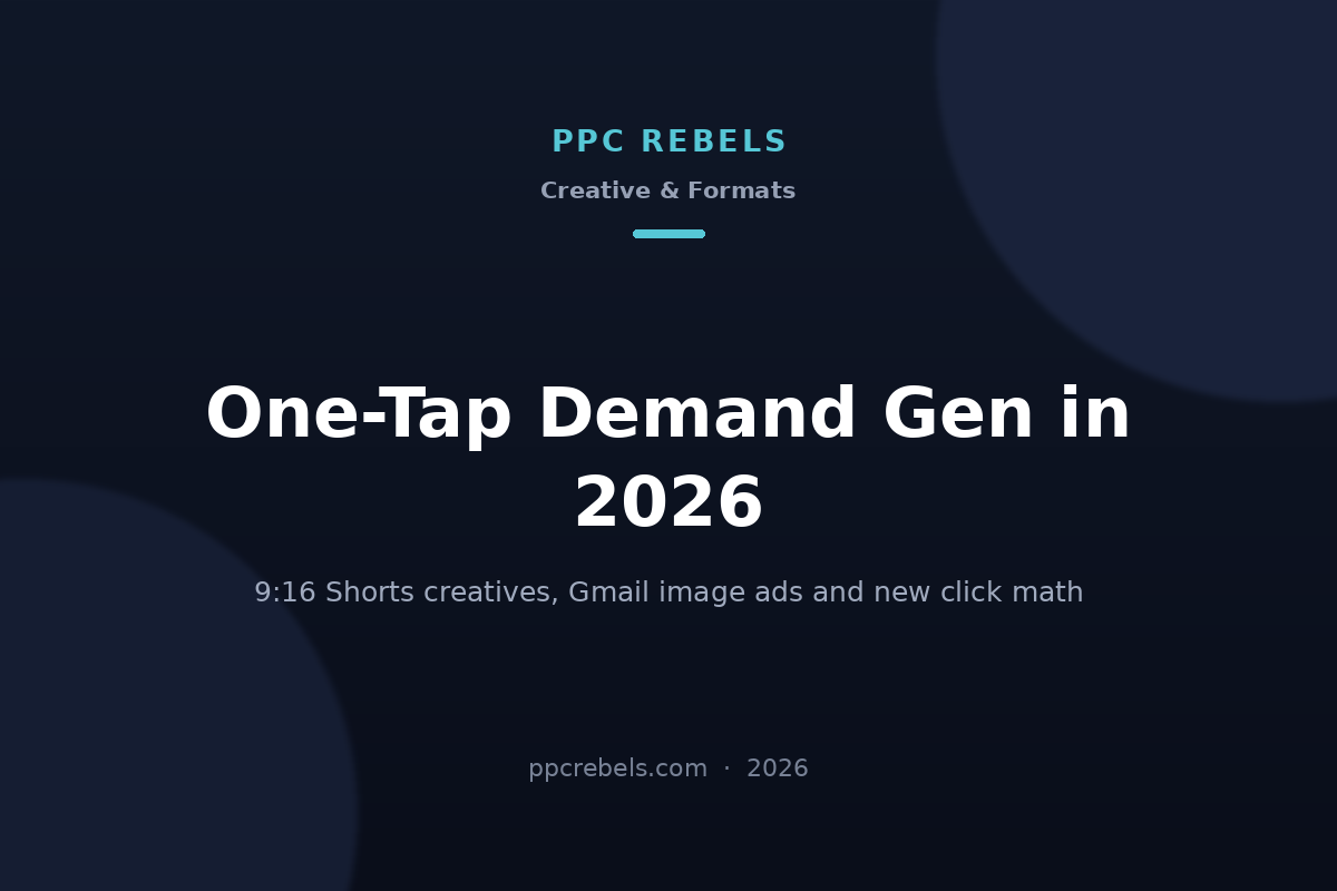 PPC Rebels article cover: one-tap Demand Gen 2026, 9:16 Shorts creatives and Gmail image ads