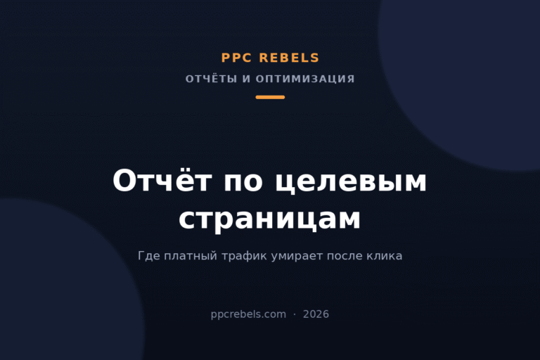 Обложка статьи PPC Rebels 2026 об отчёте по целевым страницам в Google Ads