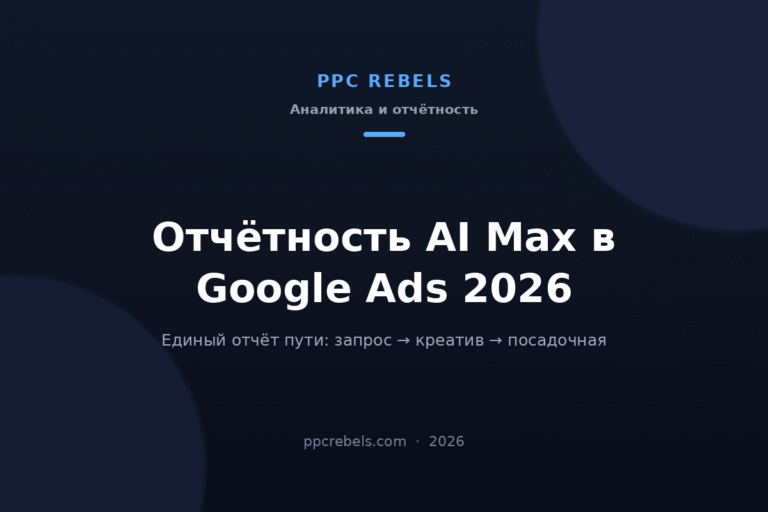Обложка статьи PPC Rebels: отчётность AI Max в Google Ads 2026 и единый отчёт пути