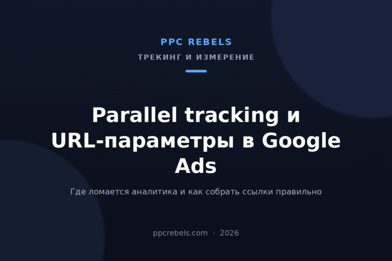 Обложка статьи PPC Rebels про parallel tracking и URL-параметры в Google Ads в 2026 году