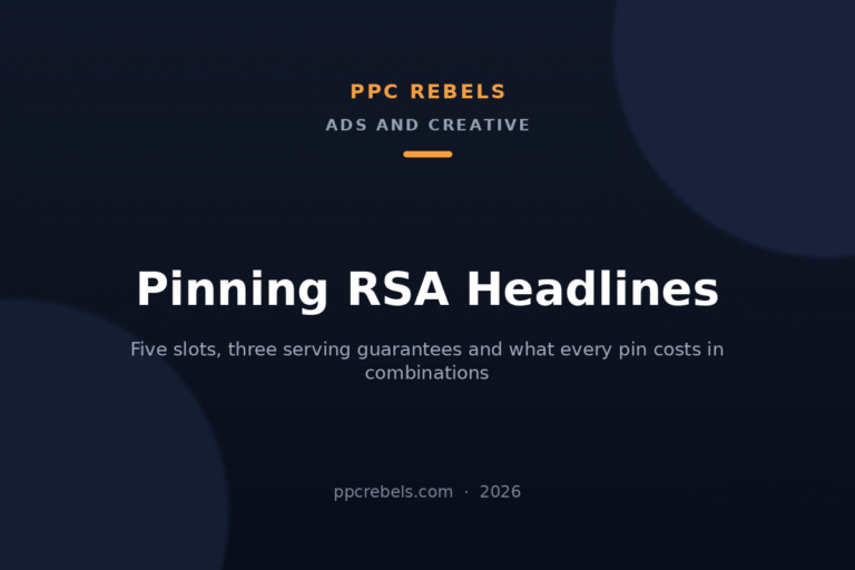 PPC Rebels article cover on pinning RSA headlines in Google Ads in 2026