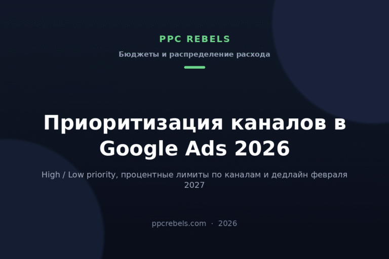 Обложка статьи PPC Rebels 2026 о приоритизации каналов и лимитах бюджета в Google Ads