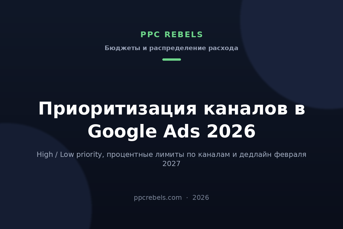 Обложка статьи PPC Rebels 2026 о приоритизации каналов и лимитах бюджета в Google Ads