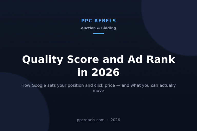 Quality Score and Ad Rank in Google Ads 2026: cover image of the PPC Rebels blog article