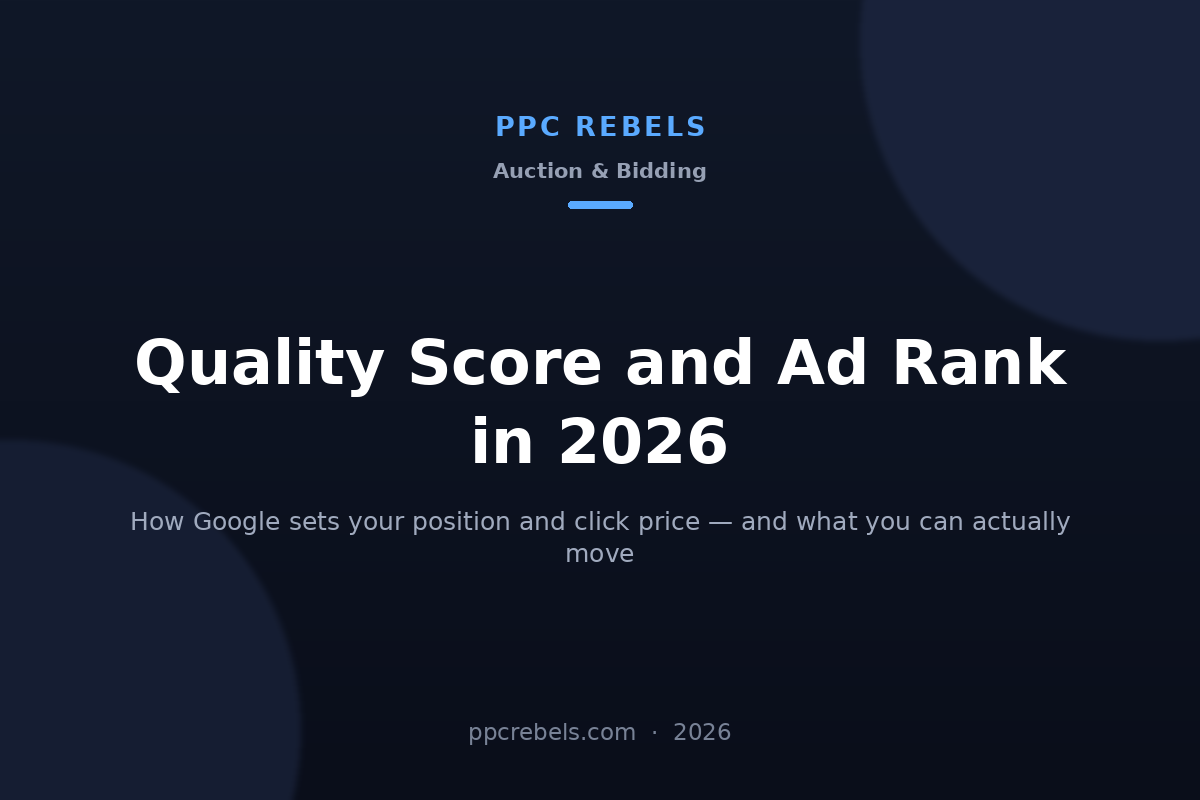 Quality Score and Ad Rank in Google Ads 2026: cover image of the PPC Rebels blog article